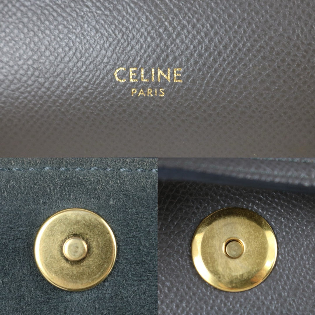 Include Entrupy Certificate of Authenticity｜Very Good ( Rank A)｜CELINE Calf Leather Belt Pico Handbag Shoulder Bag Etoupe Gray｜X26051807