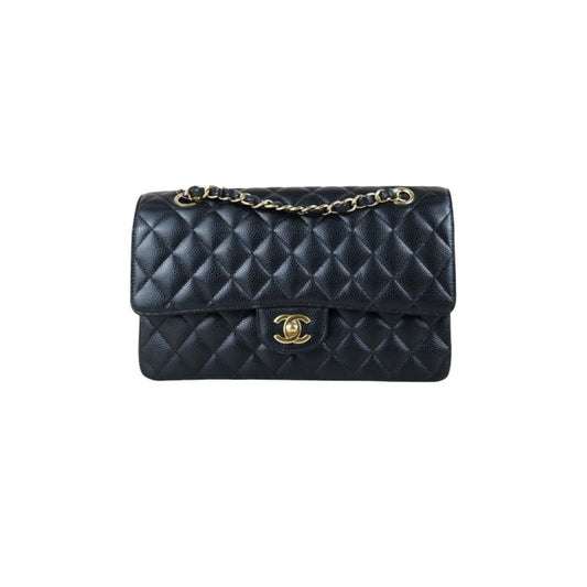 Include Entrupy Certificate of Authenticity｜Very Good ( Rank A)｜ CHANEL Caviar Skin Matrasse Chain Double Flap 25 Shoulder Bag Black Made In 2012-2013Year  ｜S26040814