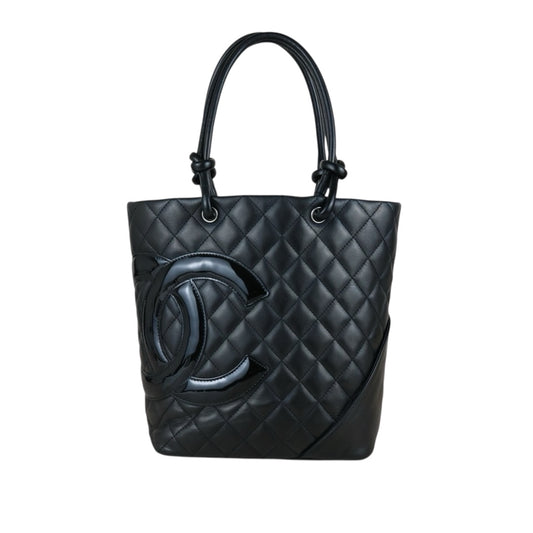 Include Entrupy Certificate of Authenticity｜Good ( Rank AB)｜ CHANEL Cambon Line Calf Leather  So Black ToteBag  Made In 2009-2010Year｜Y26051523