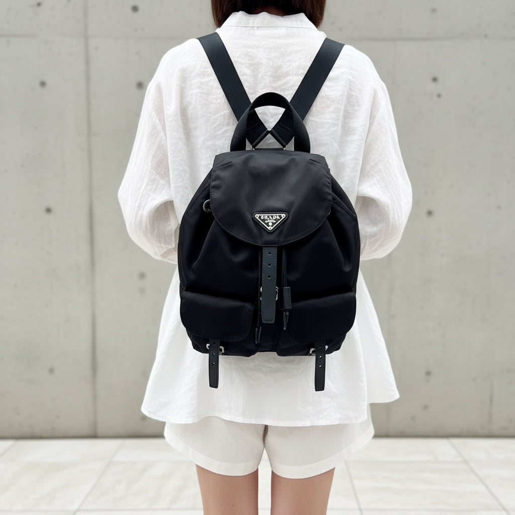 Include Entrupy Certificate of Authenticity｜Good ( Rank AB)｜Prada Nylon Backpack Small  Black｜26042105