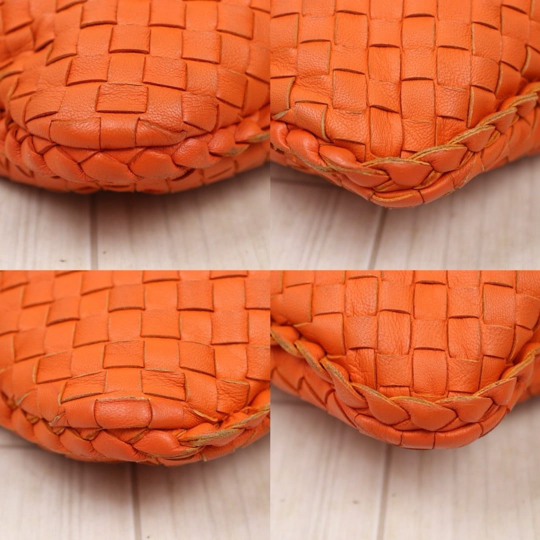 Good ( Rank AB)｜ Bottega Veneta Lamb Skin Braid Shoulder Bag Orange｜P25062704