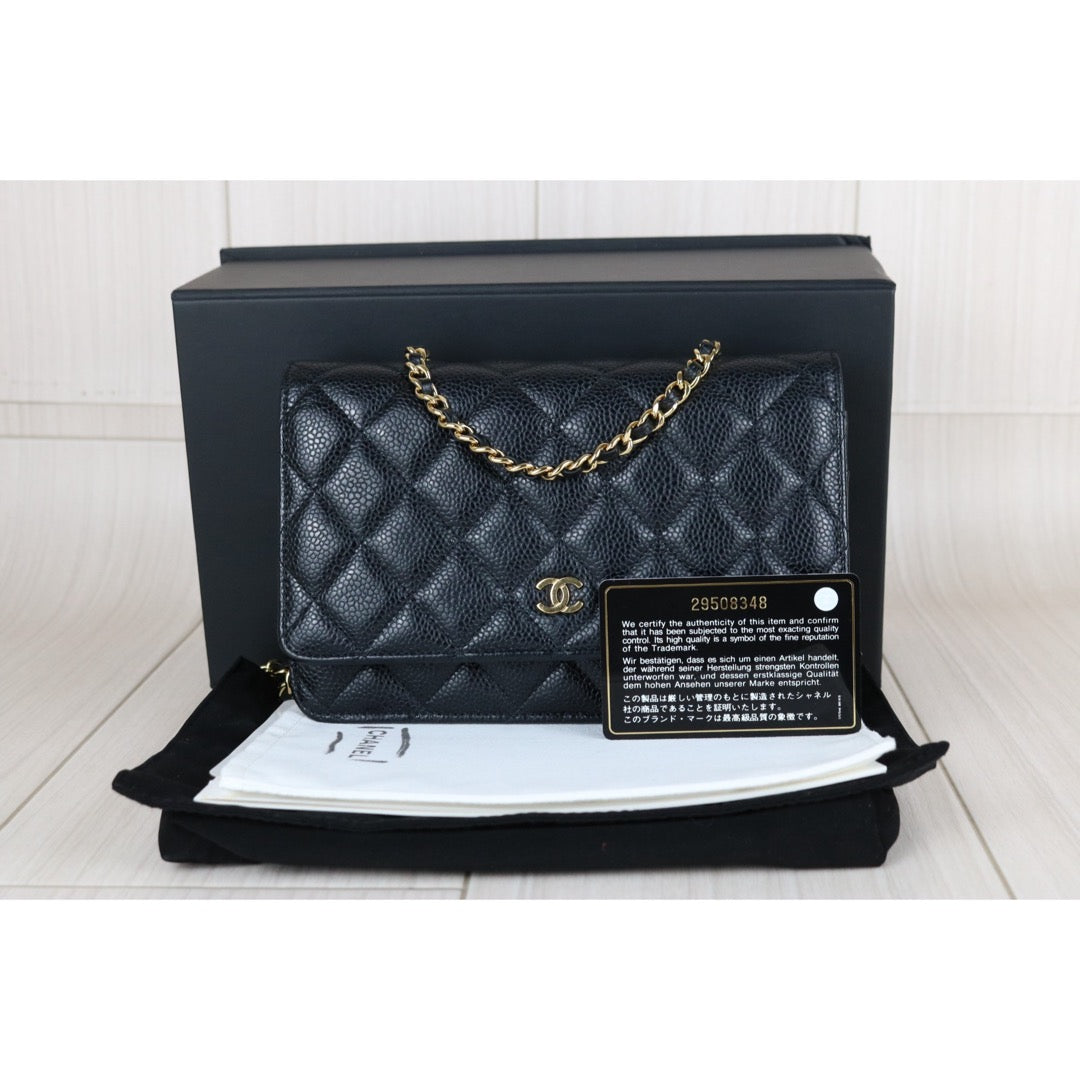 Very Good ( Rank A) ｜Full Set CHANEL Matrasse Chain Caviar Skin WOC19 Shoulder Bag Black Made In 2020Year ｜W25111203