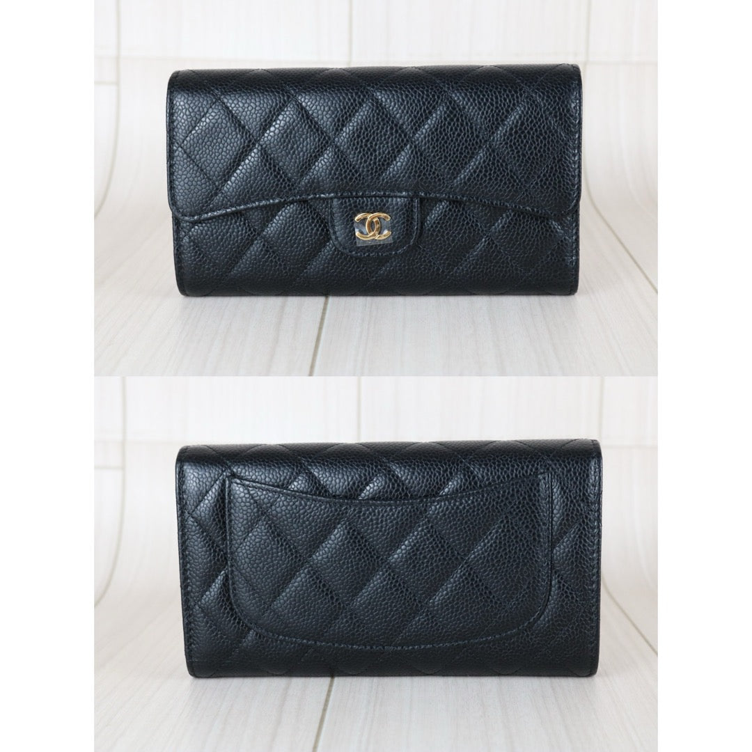 Excellent（Rank SA）｜Full Set CHANEL Caviar Skin Black Long Wallet Made In 2014- 2015Year｜X25092701