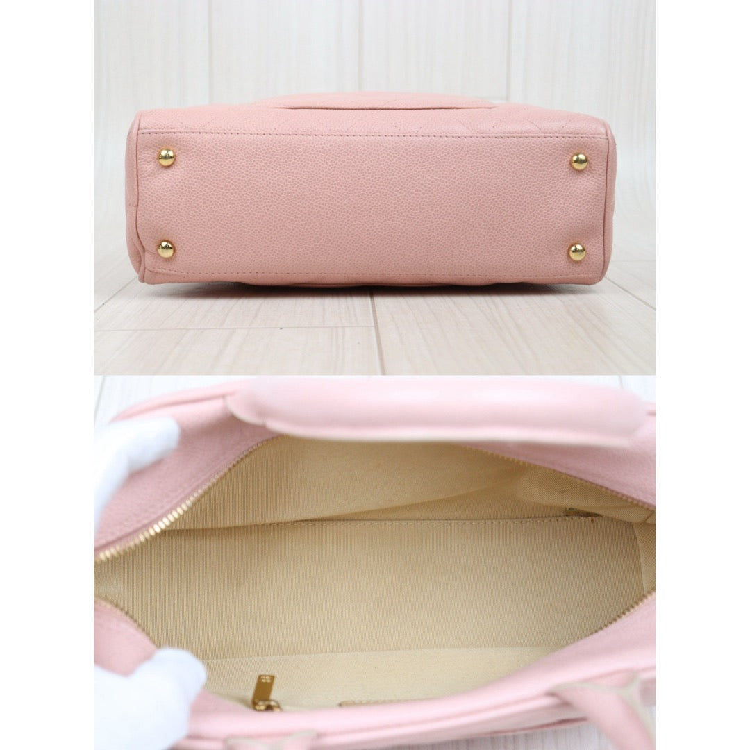 Very Good ( Rank A)｜ CHANEL Caviar Skin Calf Leather Bowling Hand Bag Pink Made In 2003～2004Year｜25122511
