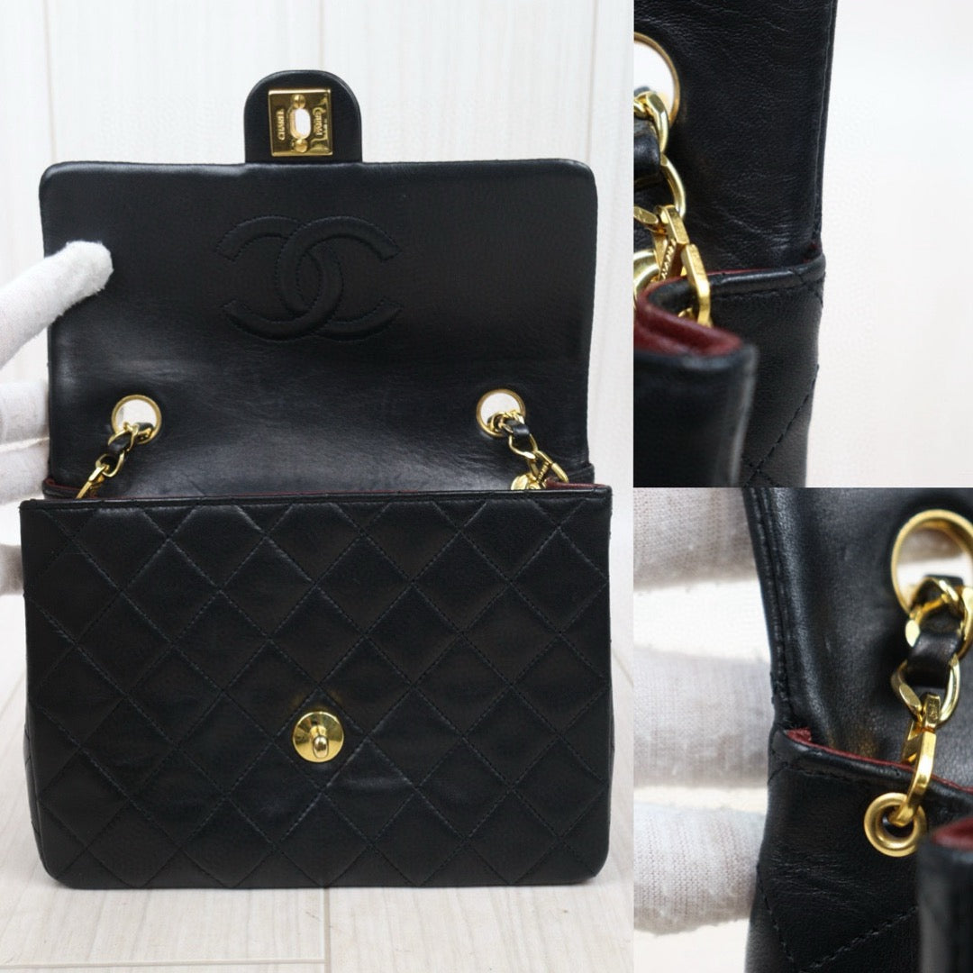 Good ( Rank AB)｜ CHANEL Black lambskin Square 20 Shoulder Bag Made In 1989～1991Year ｜24103001