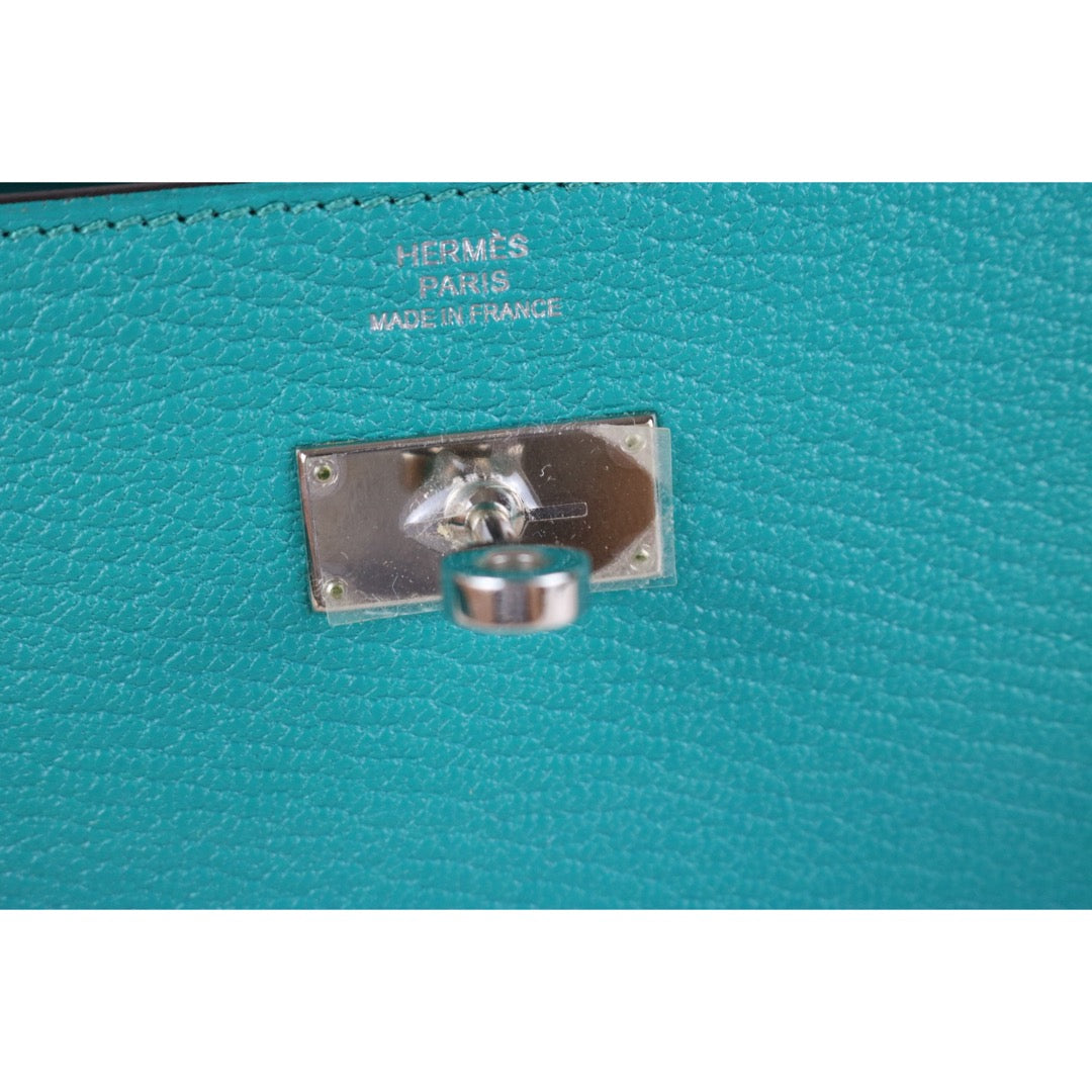 Include Entrupy Certificate of Authenticity｜Very Good ( Rank A)｜ HERMES Goatskin Kelly Long Wallet Vert Vertigo Paon X Stamp Made In 2016Year｜W26071704