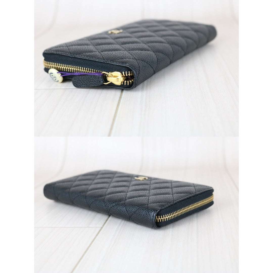 Excellent（Rank SA）｜Chanel Caviar Skin Black Long  Wallet Made In 2014-2015Year ｜X25101802