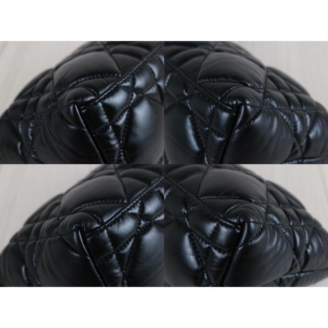 Include Entrupy Certificate of Authenticity｜Very Good ( Rank A) ｜  Dior Lady Dior Lamb Skin Monad Bag In Cannage Pattern Handbag  Black ｜S26070302