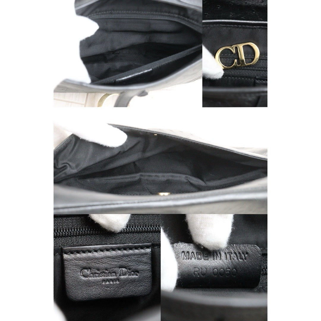 Good ( Rank AB)｜Dior Saddle Ostrich Skin Shoulder Bag  Black ｜S25102305