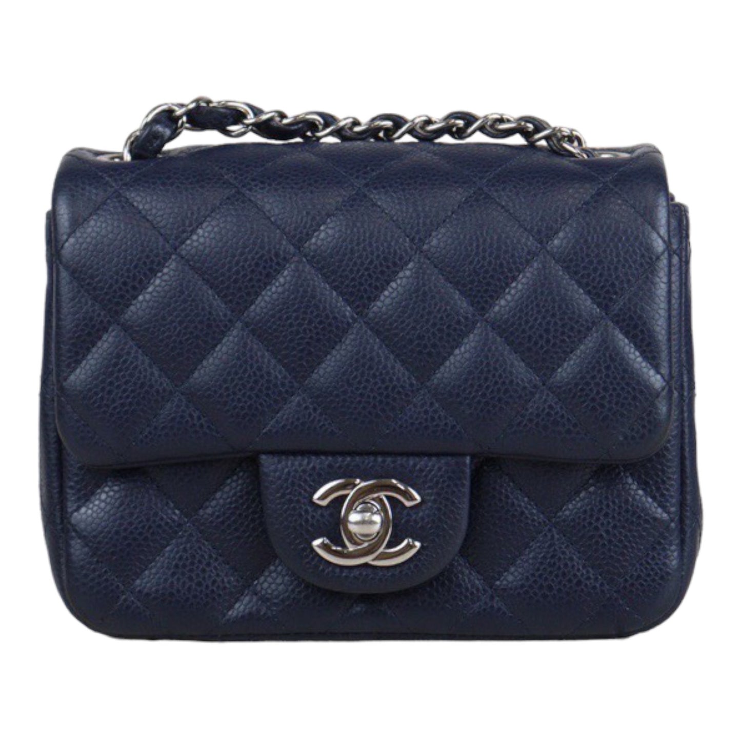 Rank A ｜ CHANEL Caviar Skin Square 17 Shoulder Bag Navy｜23080314