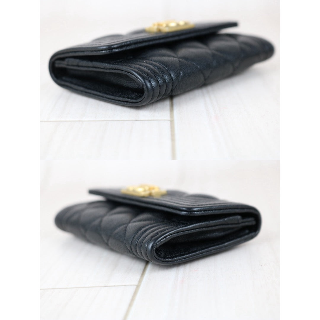 Include Entrupy Certificate of Authenticity｜Excellent（Rank SA）｜Full Set Chanel Caviar Skin Black Leboy Card Holder Made In 2019Year ｜X26051703