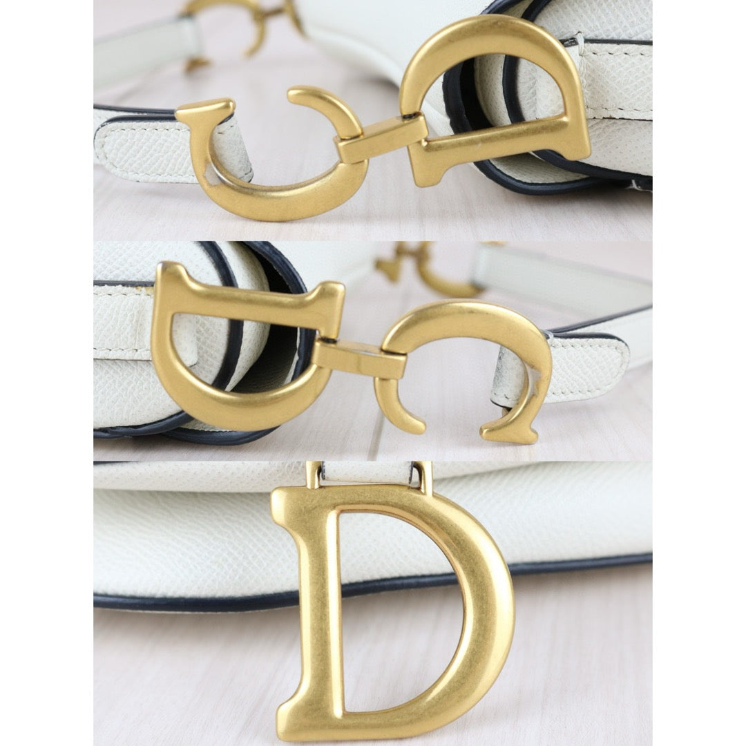Good ( Rank AB)｜  Dior Calfskin Medium Saddle Bag White   ｜B25041501