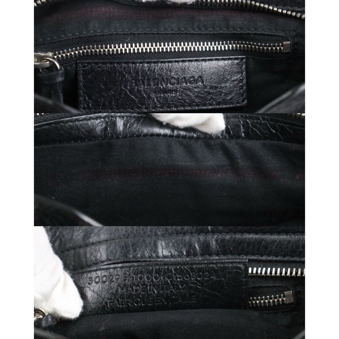 Include Entrupy Certificate of Authenticity｜Good ( Rank AB)｜Balenciaga Oiled Leather Gaint Classic mini city Handbag Shoulder Bag Black｜S26060115