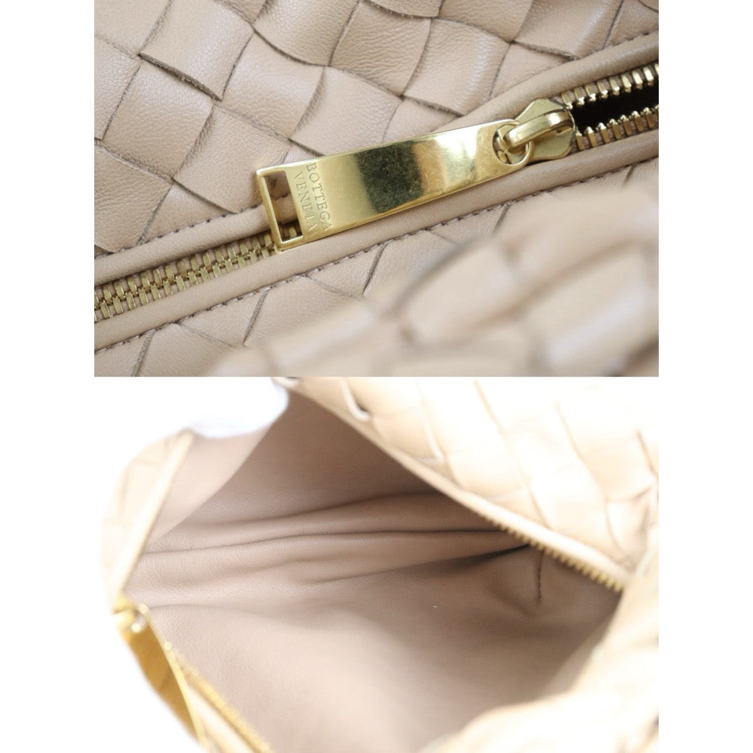 Include Entrupy Certificate of Authenticity｜Very Good ( Rank A)｜ Bottega Veneta Lamb Skin Mini Jodie Hand Bag Beige｜S26083013