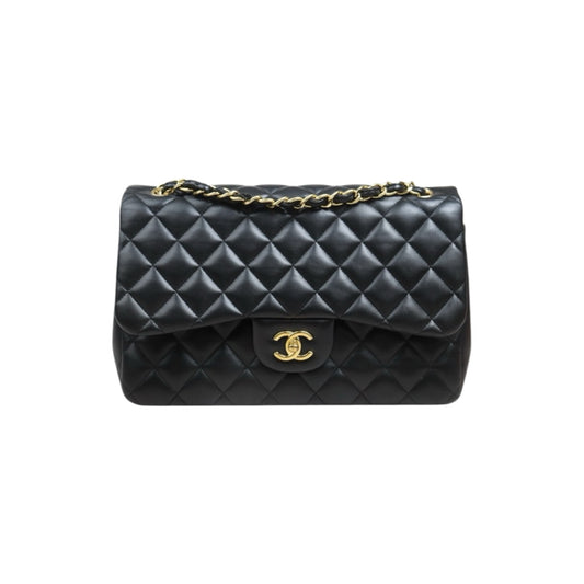 Include Entrupy Certificate of Authenticity｜Good ( Rank AB)｜ CHANEL Matelasse Chain Lamb Skin Jumbo Black  Made In 2015-2016 Year｜S26041401