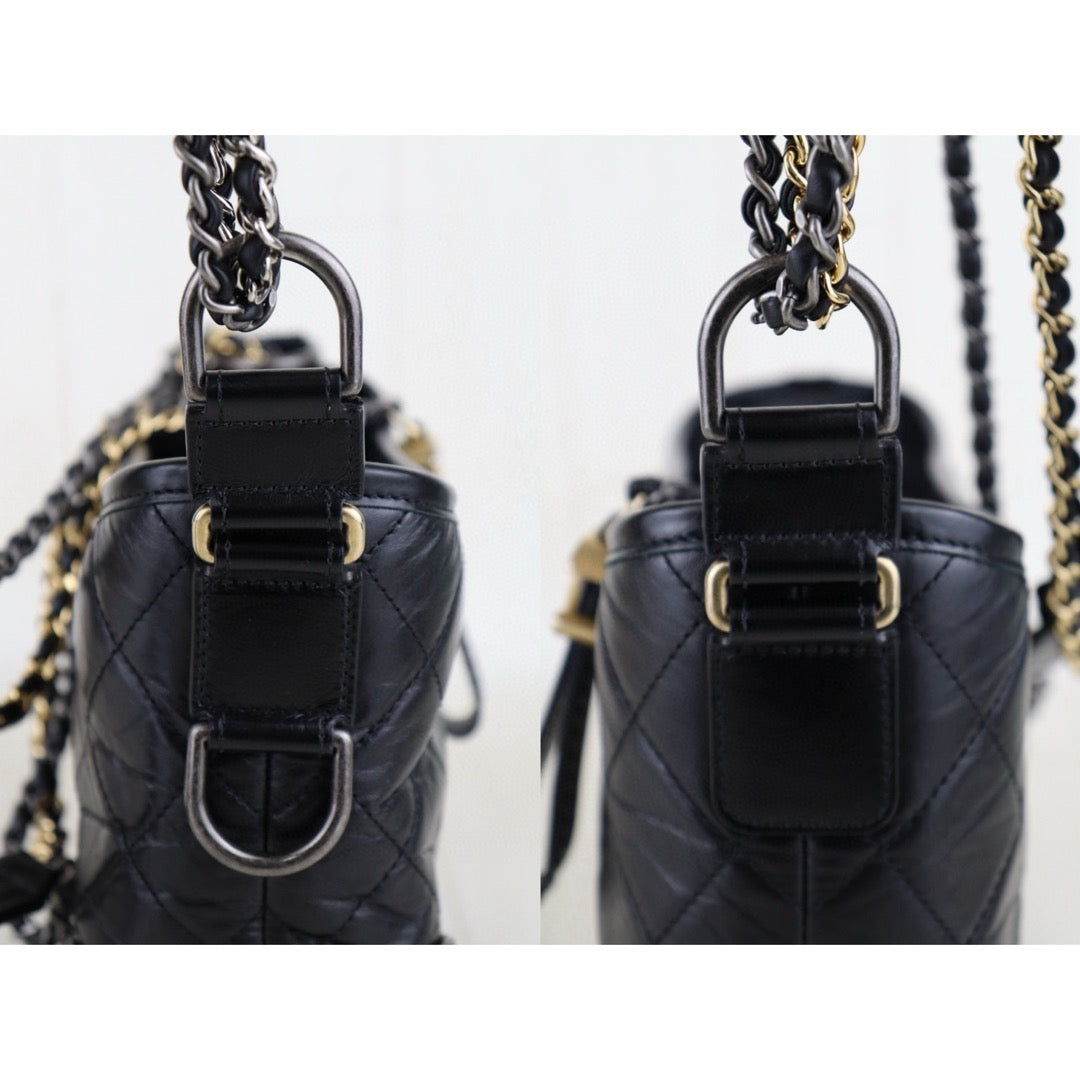 Very Good ( Rank A) ｜CHANEL PM Gabrielle Aged Calfskin Shoulder Bag Black Made in 2019 Year｜H25011322