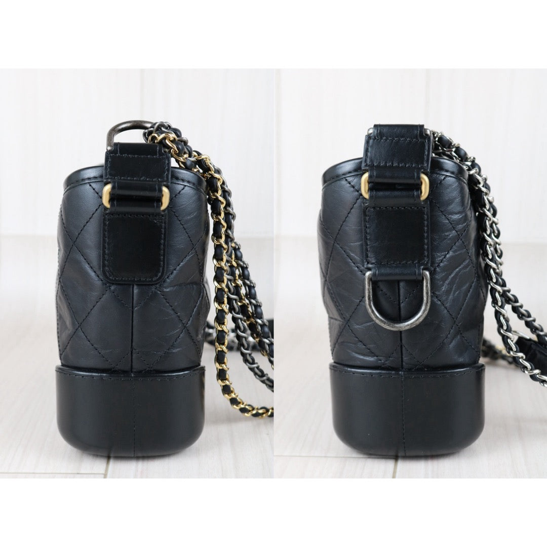 Include Entrupy Certificate of Authenticity｜Very Good ( Rank A) ｜CHANEL PM Gabrielle Calf Leather Shoulder Bag Black Made In 2018Year｜S26050704