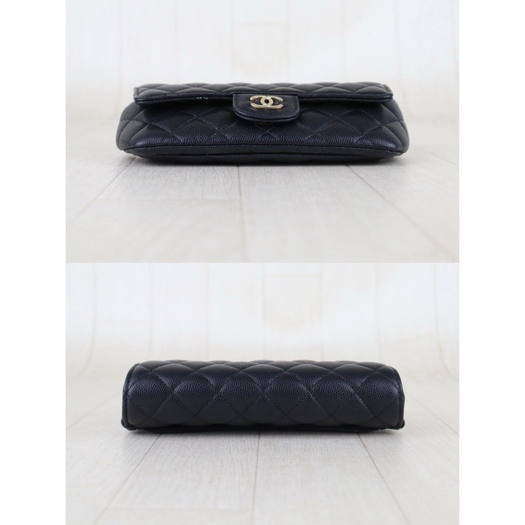 Include Entrupy Certificate of Authenticity｜Very Good ( Rank A)｜ CHANEL Caviar Skin Matrasse Chain Sunglasses Case Bag Black Made In 2020-2021Year  ｜S26052508