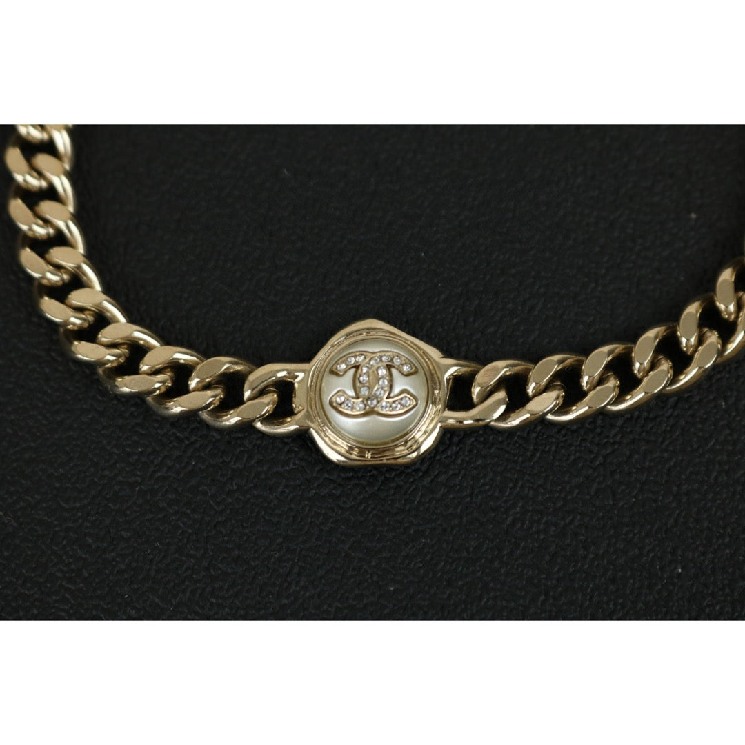 Very Good ( Rank A)｜ CHANEL Coco Mark Chain Rhinestone Chocker Necklace｜F25012310