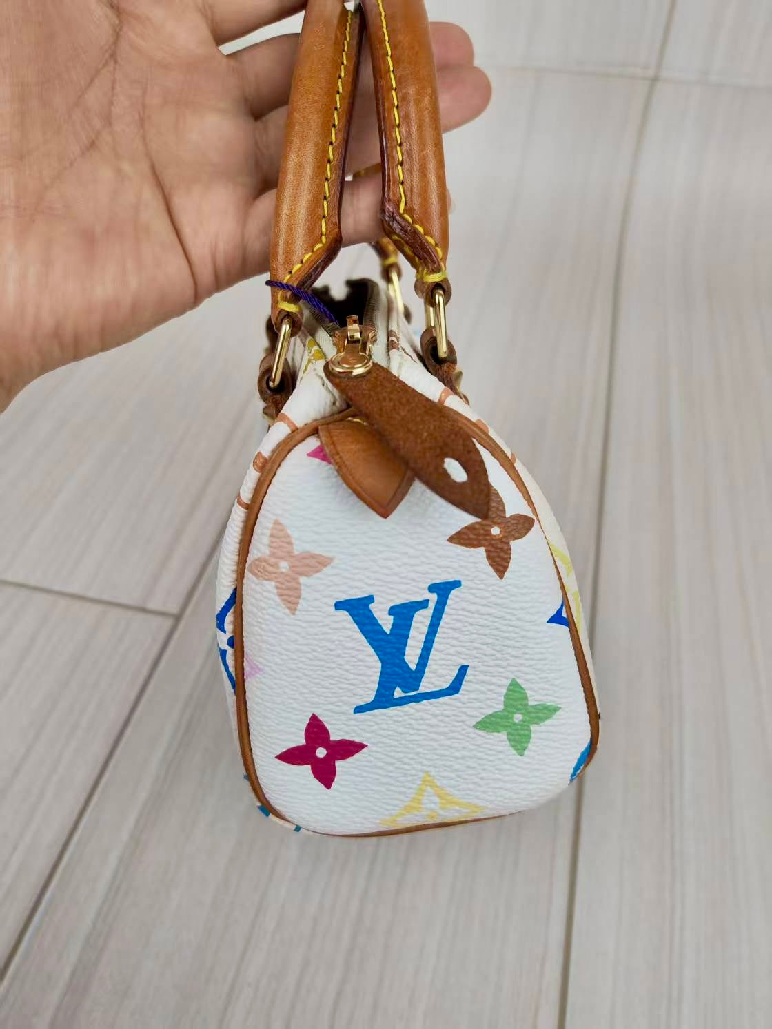 LV Multi Monogram Mini Speedy White Handbag