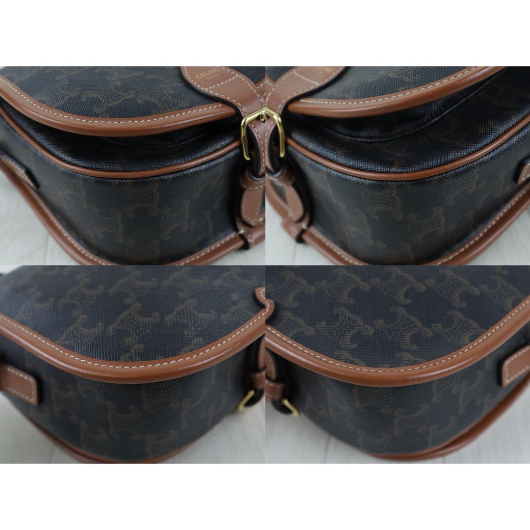 Include Entrupy Certificate of Authenticity｜Good ( Rank AB) ｜ CELINE Macadam Triomphe Cross Body Shoulder Bag Current Model｜S26090729