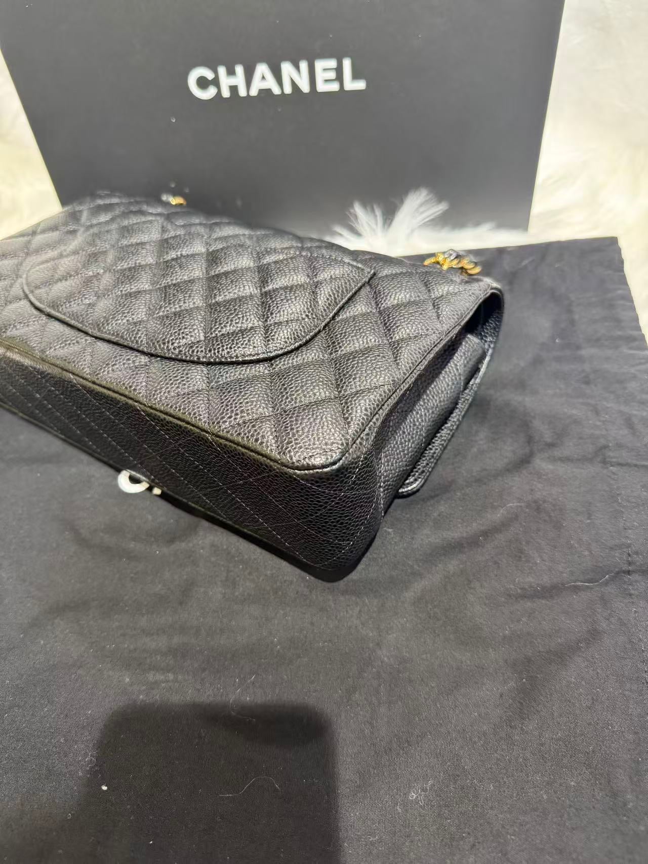 Include Entrupy Certificate of Authenticity｜Very Good ( Rank A)｜CHANEL Caviar Skin Matrasse Chain Double Flap 25 Shoulder Bag Black