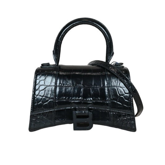 Rank A｜Balenciaga So Black Calfskin Croc Embossing Handbag With Shoulder Bag ｜S24073003