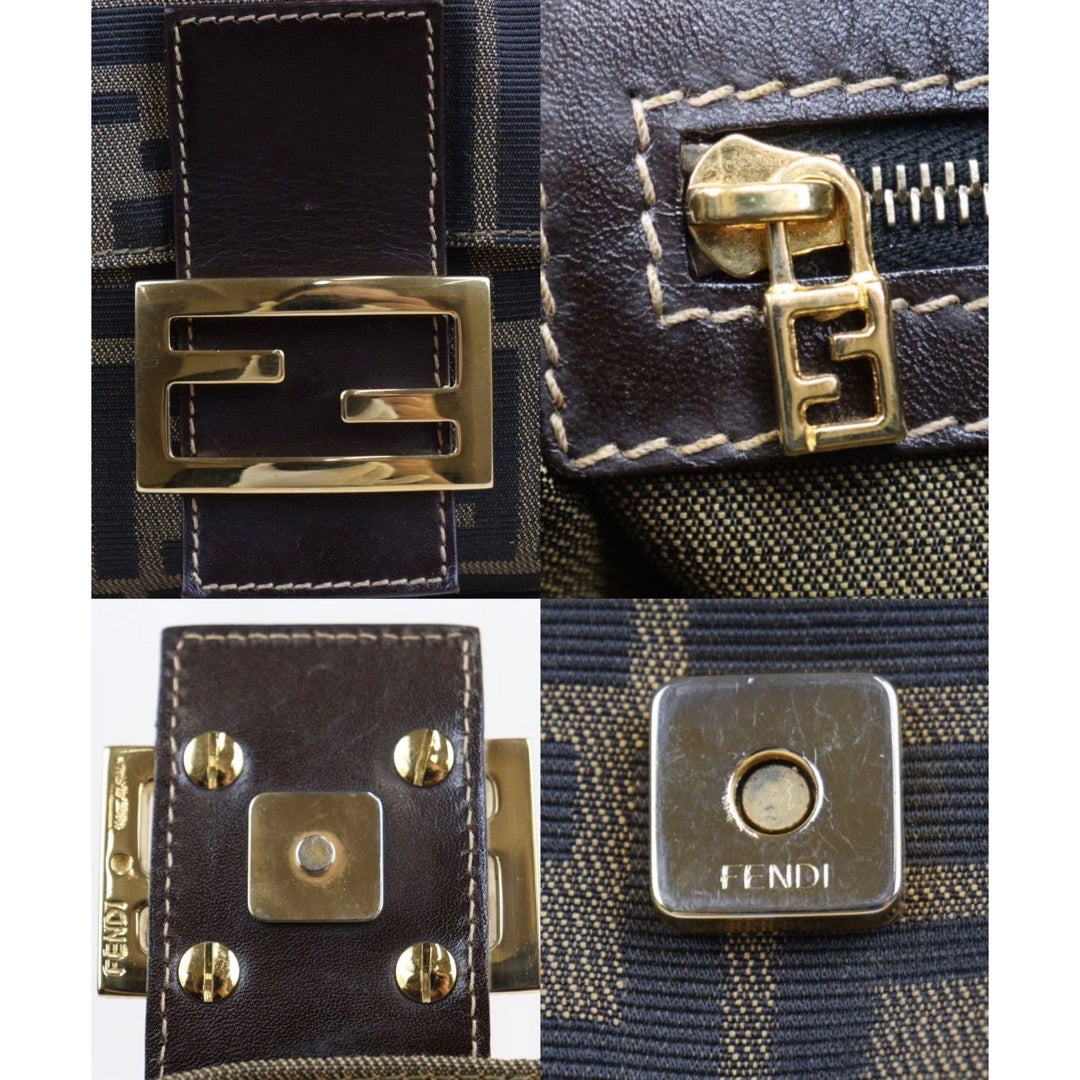 Rank A｜ FENDI Zucca Mamma Baguette Shoulder Bag Gold Hardware｜23102847