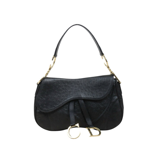 Good ( Rank AB)｜Dior Saddle Ostrich Skin Shoulder Bag  Black ｜S25102305