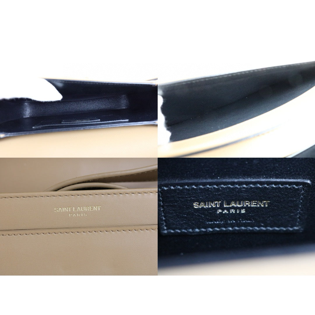 Good ( Rank AB)｜  Saint Laurent YSL Solferino Box leather Beige MM Shoulder Bag ｜B25012206