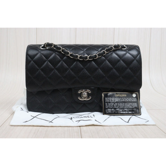 Include Entrupy Certificate of Authenticity｜Very Good ( Rank A)｜ CHANEL Caviar Skin Matrasse Chain Double Flap 25 Shoulder Bag Black Made In 2019-2020Year  ｜S26080607