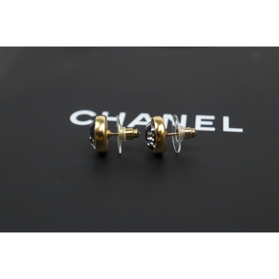 Include Authentic Detective Certificate of Authenticity｜Very Good ( Rank A) ｜CHANEL D20B COCO Mark Black Golden Rhinestone Earrings Made In 2020Year｜S26031027