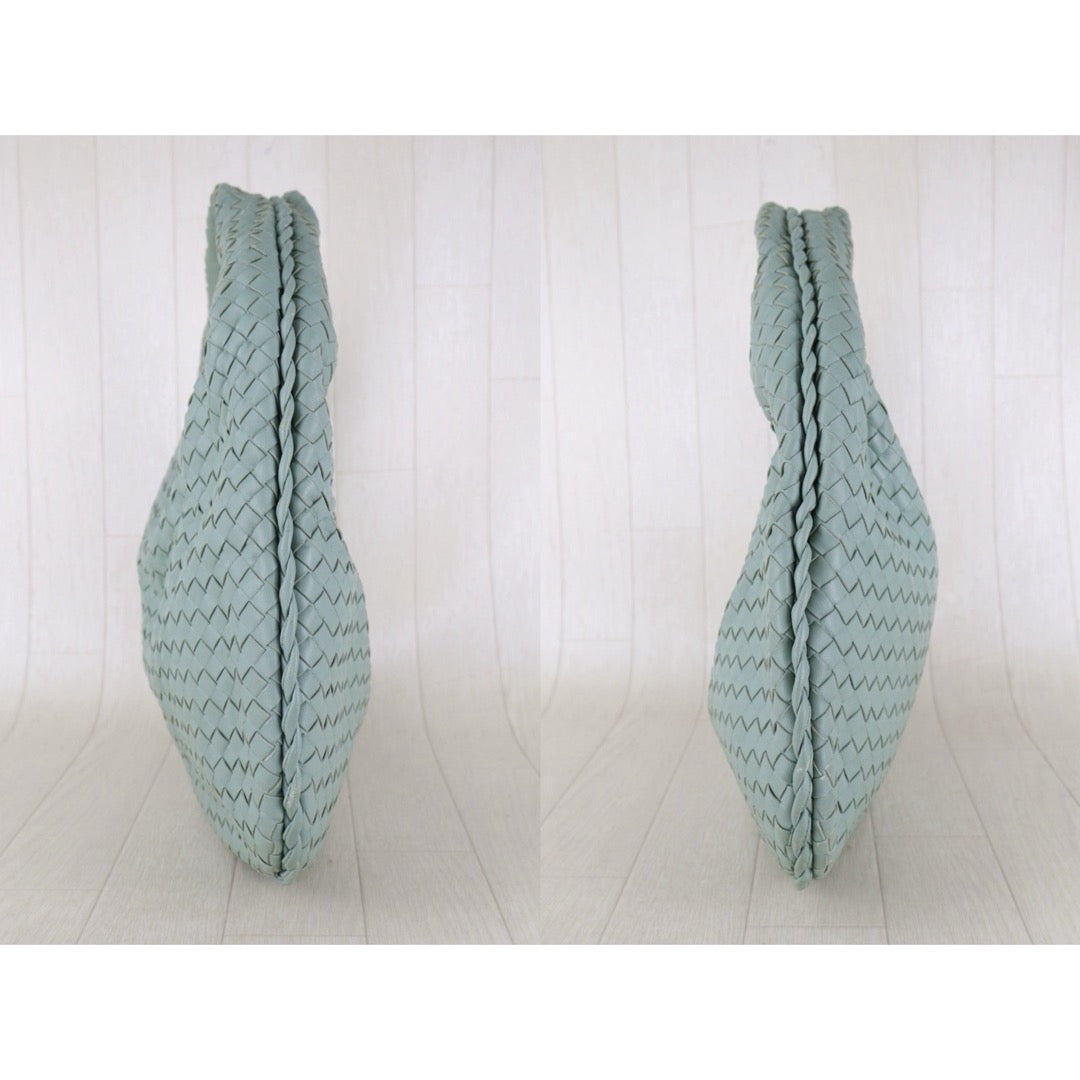 Include Entrupy Certificate of Authenticity｜Good ( Rank AB)｜ Bottega Veneta Lamb Skin Braid Shoulder Bag Glacier｜S26073106