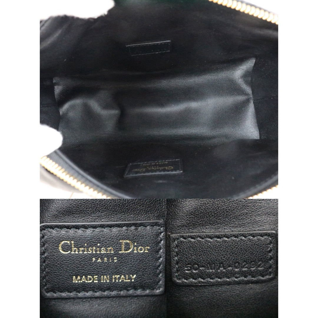Include Entrupy Certificate of Authenticity｜Very Good ( Rank A) ｜  Dior Lady Dior Lamb Skin Monad Bag In Cannage Pattern Handbag  Black ｜S26070302