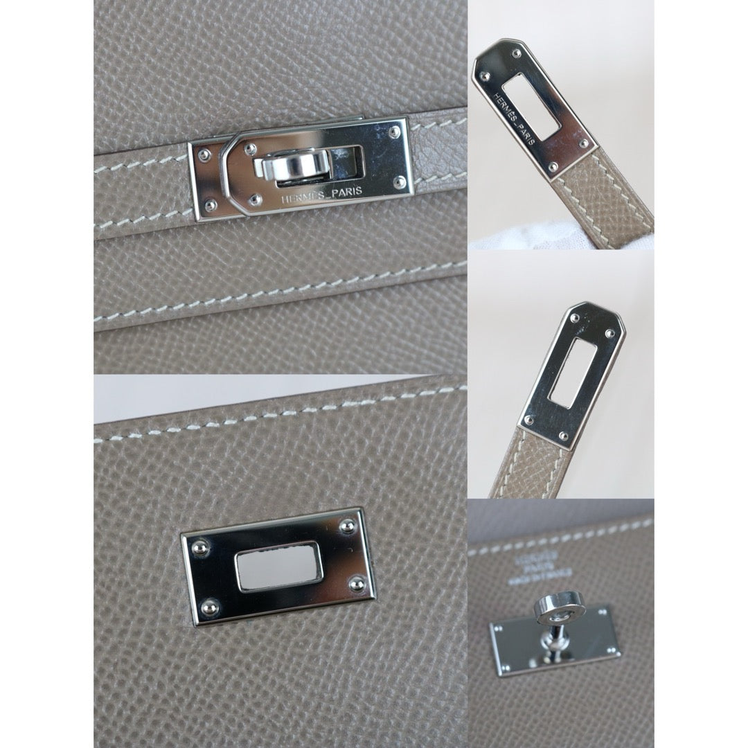 Very Good ( Rank A)｜ HERMES Epsom Kelly Wallet Etoupe Gray □N Stamp Made In 2010 Year｜W25092603