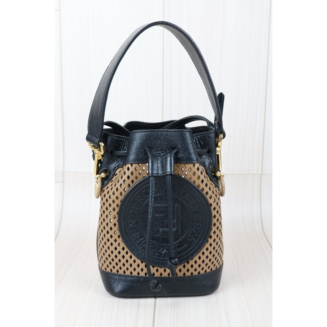 Include Entrupy Certificate of Authenticity｜Good ( Rank AB)｜ FENDI Perforated Mini Mon Tresor Bucket Bag｜X26070607