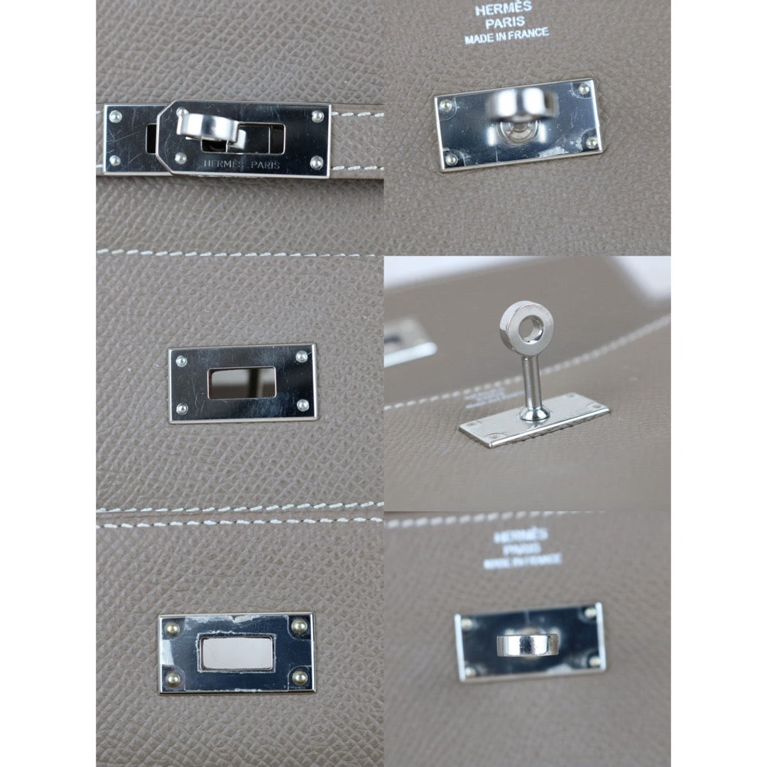 Include Entrupy Certificate of Authenticity｜Good ( Rank AB)｜ HERMES Epsom Kelly Wallet Etoupe Gray X Stamp Made In 2016Year｜X26051704