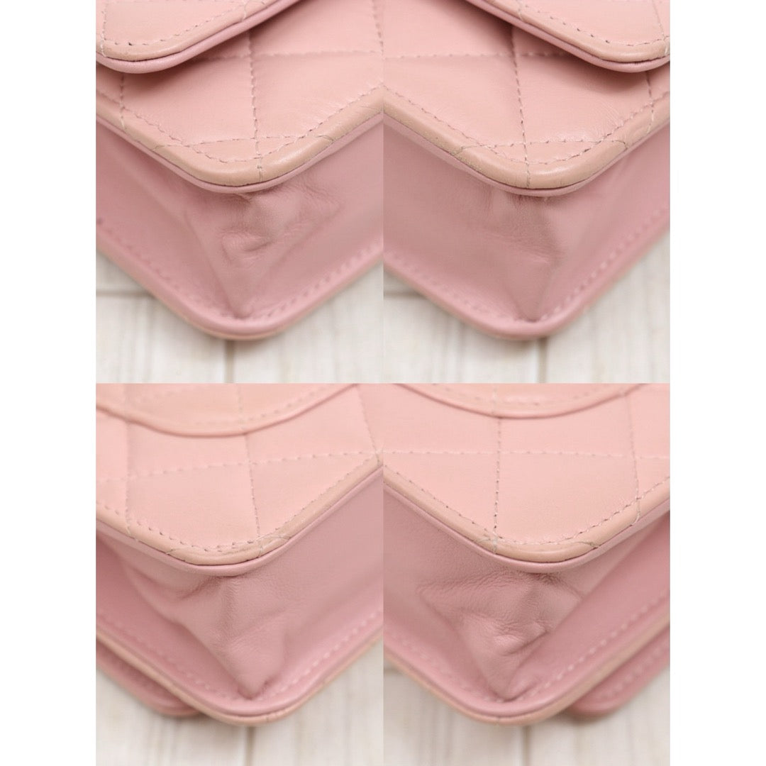 Include Entrupy Certificate of Authenticity｜Very Good ( Rank A)｜ CHANEL Matelasse Chain 2.55  Aged Calfskin WOC Pink Made in 2018Year ｜S26060101