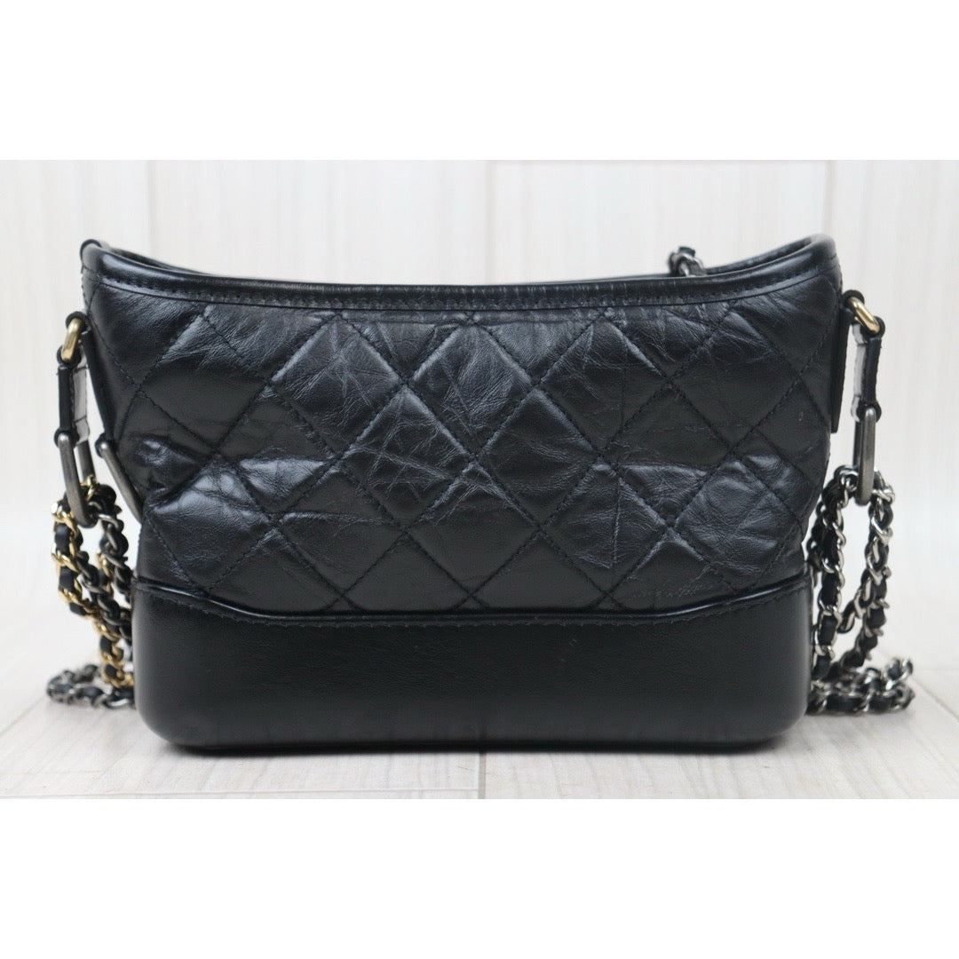 Very Good ( Rank A) ｜CHANEL PM Gabrielle Aged Calfskin Shoulder Bag Black Made in 2019-2020Year｜S24092813