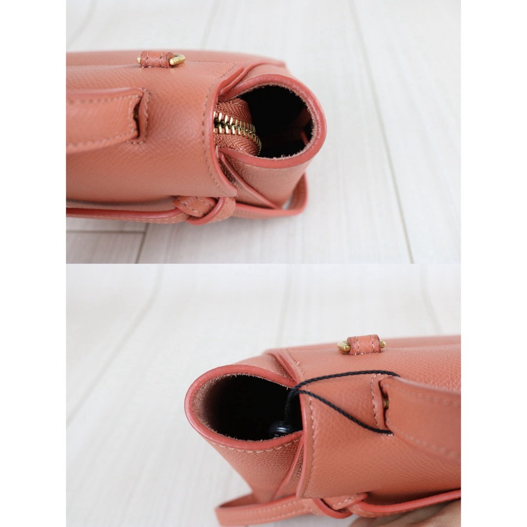 Include Entrupy Certificate of Authenticity｜Very Good ( Rank A)｜CELINE Calf Leather Belt Pico Handbag Shoulder Bag Lychee Pink｜X26051715