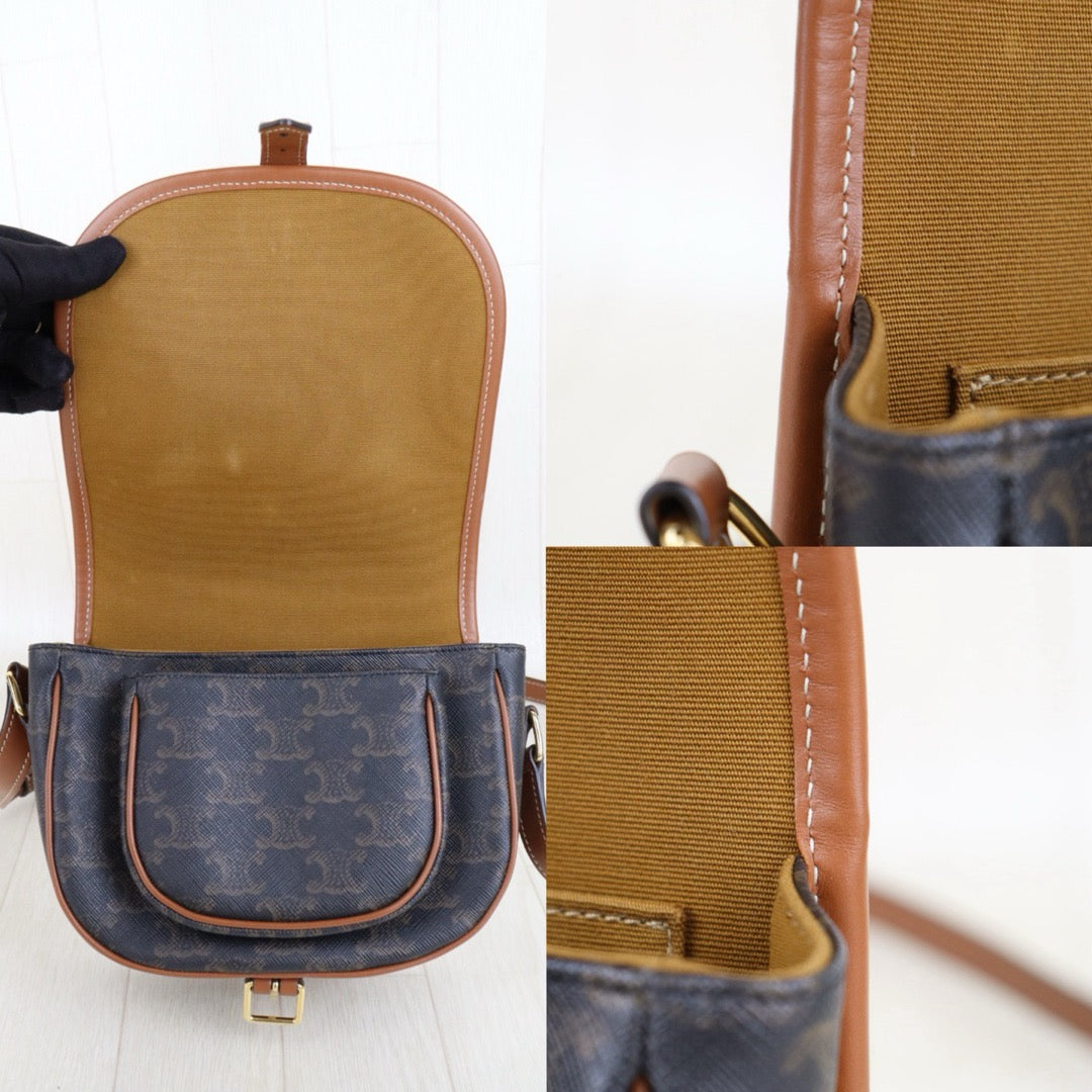 Very Good ( Rank A) ｜ CELINE Macadam Triomphe Cross Body Shoulder Bag Current Model｜S25081011