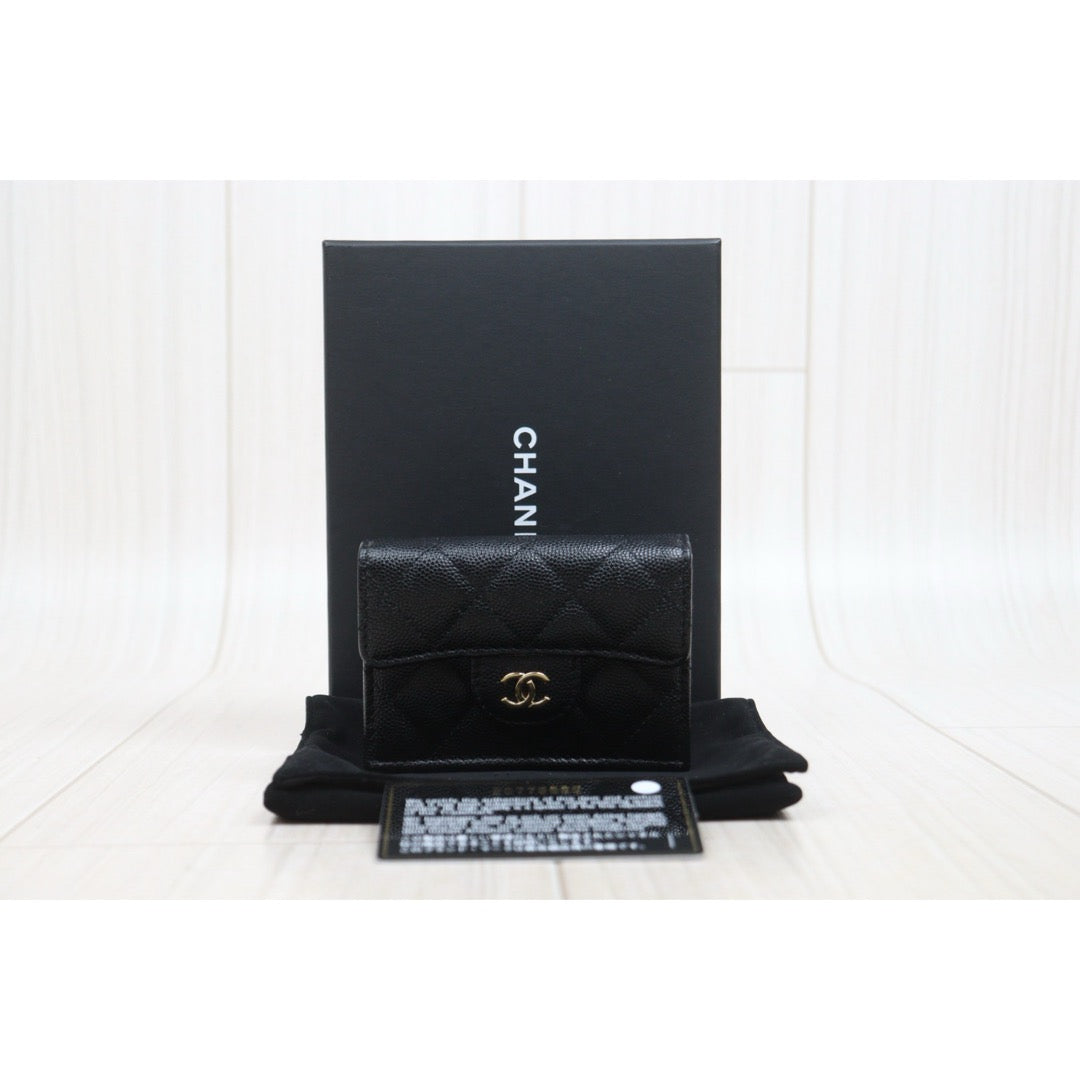 Include Entrupy Certificate of Authenticity｜Very Good ( Rank A)｜Full Set Chanel Caviar Skin Black Wallet Made In 2018-2019 Year ｜26061109