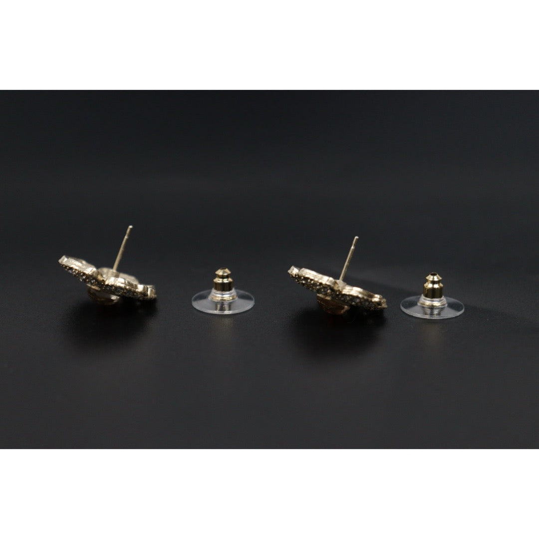 Excellent（Rank SA）｜ CHANEL A19K Coco Mark Camellia Rhinestone Earrings Made In 2019Year｜S26031010