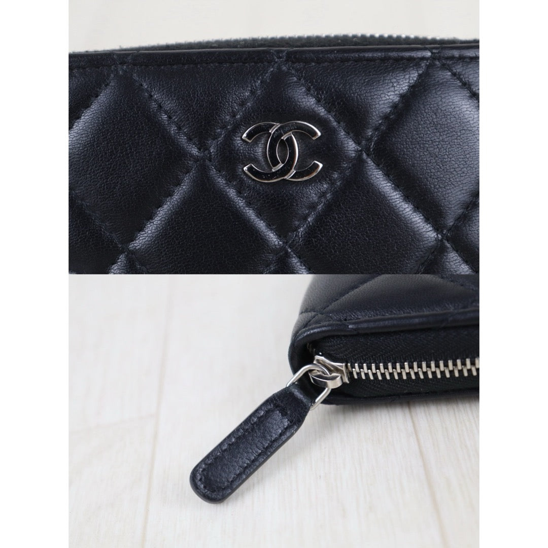 Include Entrupy Certificate of Authenticity｜Good ( Rank AB)｜CHANEL Lamb Skin Black Zip Coin Purse Made In 2020Year｜S26072506