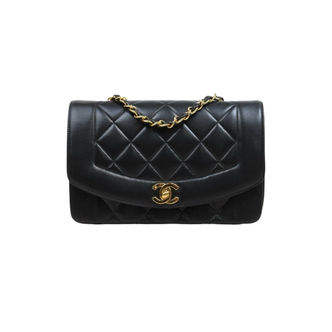 Include Entrupy Certificate of Authenticity｜Good ( Rank AB)｜ CHANEL  Lamb Skin Matrasse Chain  Diana 22 Shoulder Bag Made in 1991-1994Year｜26040604