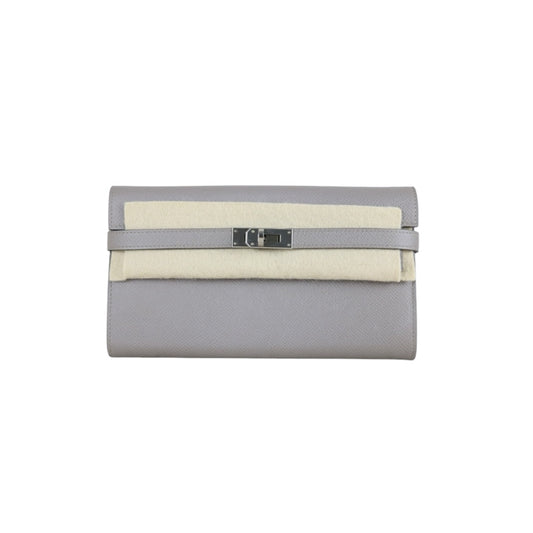 Include Entrupy Certificate of Authenticity｜Excellent（Rank SA)｜ HERMES Epson Kelly Long Wallet  C Stamp Gris Asphalte Made In 2018Year｜W26030403