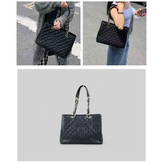 Good ( Rank AB)｜ CHANEL Matrasse GST Chain Tote Bag Caviar Skin Black  Made In 2004 -2005 Year｜J25060502