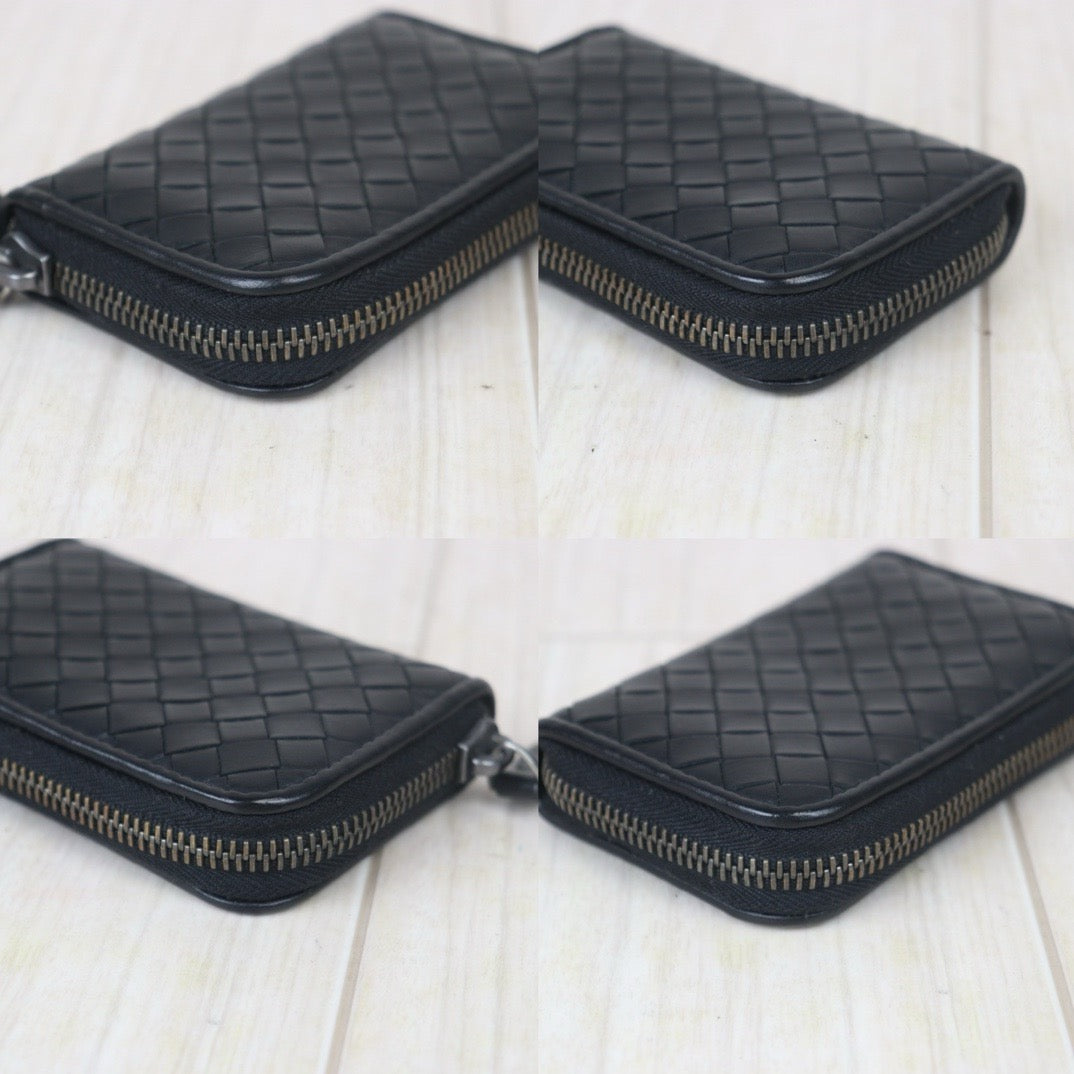 Very Good ( Rank A)｜ Bottega Veneta Leather Black Wallet Card Holder Coin Purse｜24092009