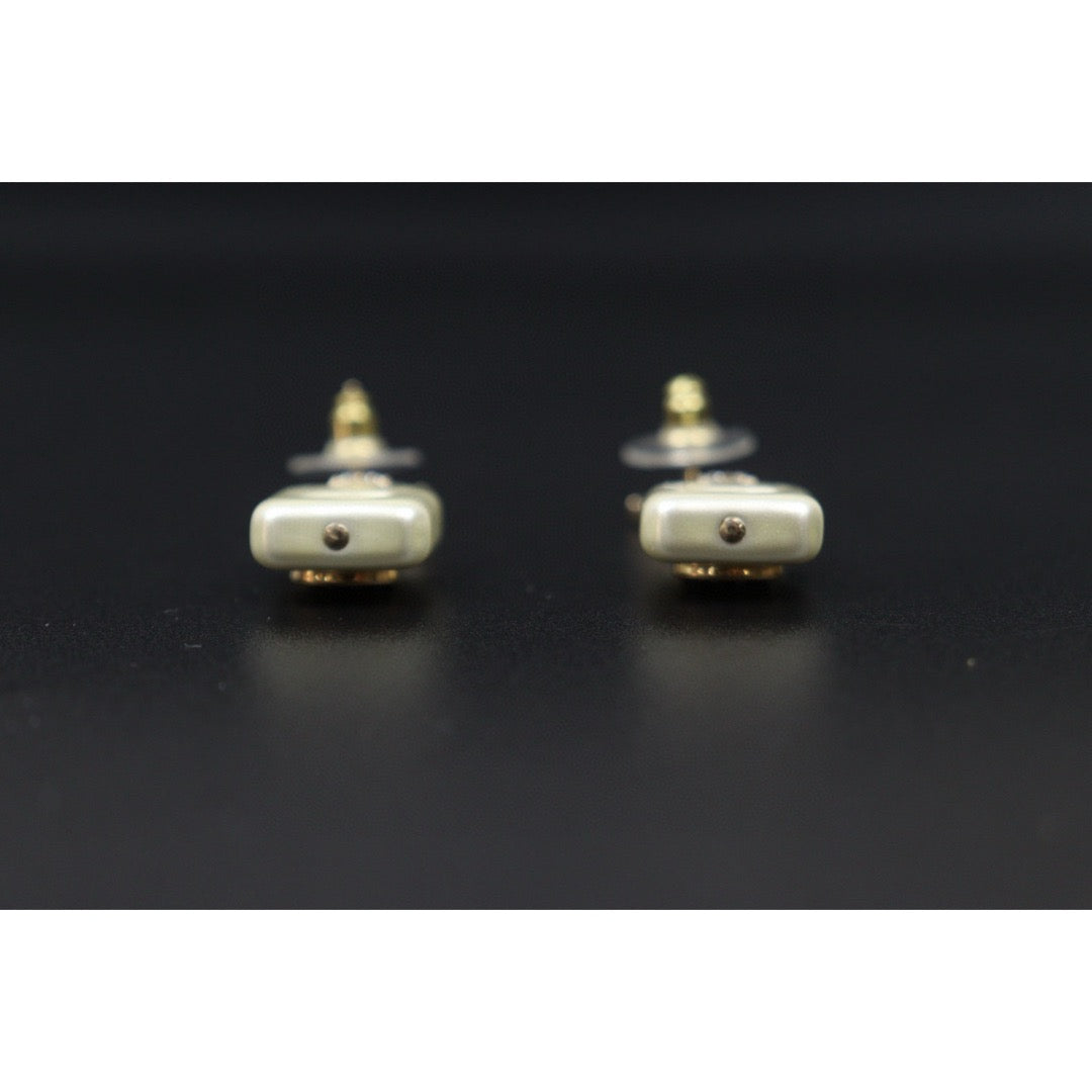 Excellent（Rank SA）｜ CHANEL Coco Mark White Pendant No5 Brass Perfume  Diamond Earrings ｜  S25021027