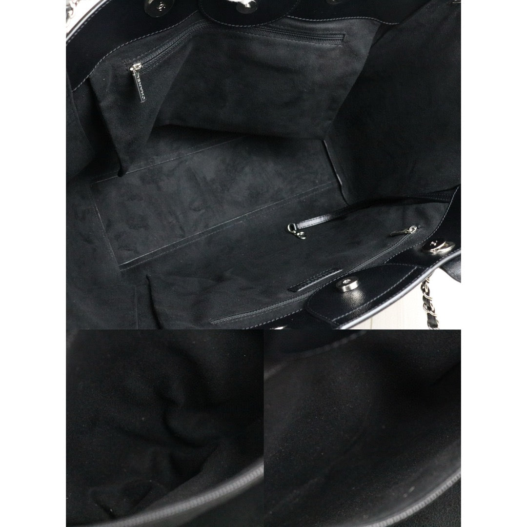 Very Good ( Rank A)｜ CHANEL Caviar Skin Leather Calf Leather Tote Bag Black  Large Made In 2009-2010 Year｜S24122609